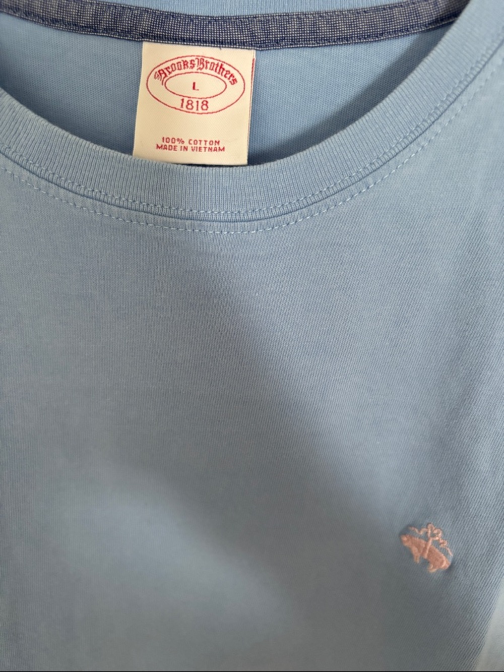 Brooks Brothers Light Blue Short-Sleeve Crew Neck T-Shirt - Picture 2 of 4